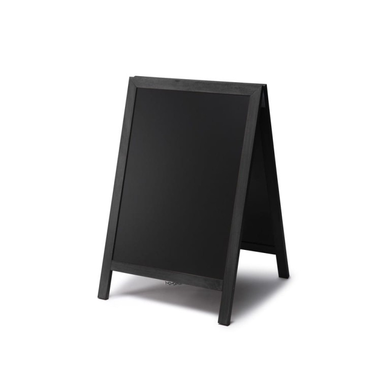 Drewniany potykacz kredowy NATURA 47 x 66 cm Czarny reklamowy potykacz kredowy do pisania markerami kredowymi