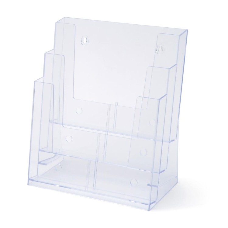 Stojak na ulotki SCRITTO® 3 x A4 odlewany stojak kieszeń na ulotki prospekty do postawienia na stół ladę z możliwością powieszenia na ścianie