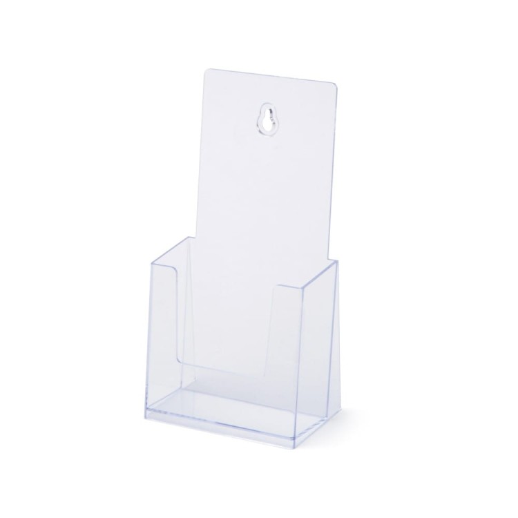 Stojak na ulotki SCRITTO® 1 x DL (1/3 A4) odlewany stojak kieszeń na ulotki prospekty do postawienia na stół ladę z możliwością powieszenia na ścianie