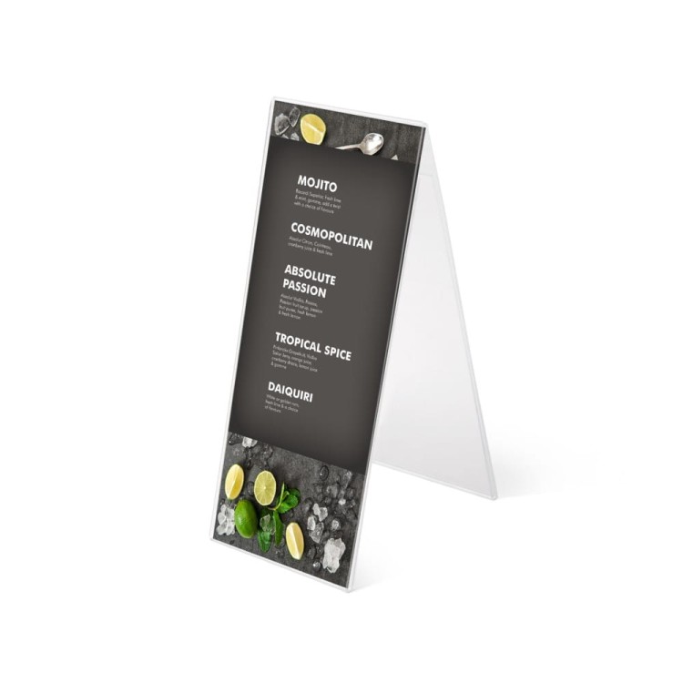 Stojak akrylowy na plakat typu A w orientacji pionowej format DL (99 x 210 mm)