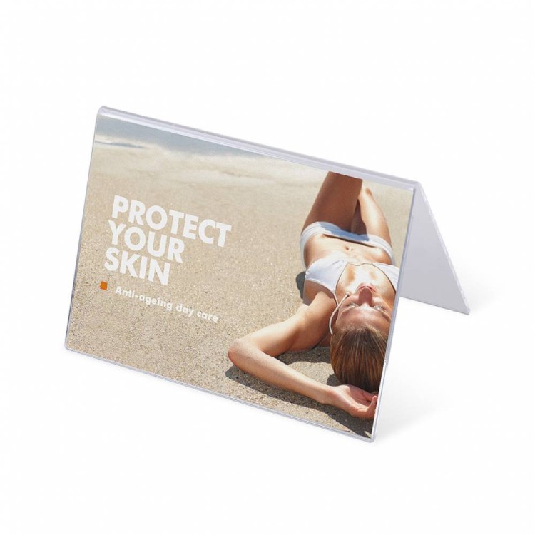 Stojak akrylowy na plakat typu A w orientacji poziomej format A7 (74 x 105 mm)