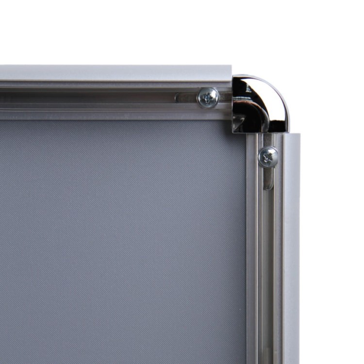 Ramka zatrzaskowa KRAST A5 (14,8 x 21,0 cm) aluminiowa srebrna z zaokrąglonym narożnikiem rama ramka plakatowa OWZ ścienna na plakat na zdjęcia profil 25 mm