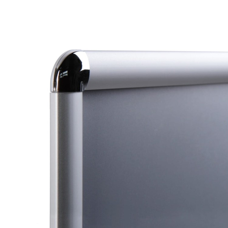 Ramka zatrzaskowa KRAST B2 (50,0 x 70,0 cm) aluminiowa srebrna z zaokgrąglonym narożnikiem rama ramka plakatowa OWZ ścienna na plakat na zdjęcia profil 25 mm