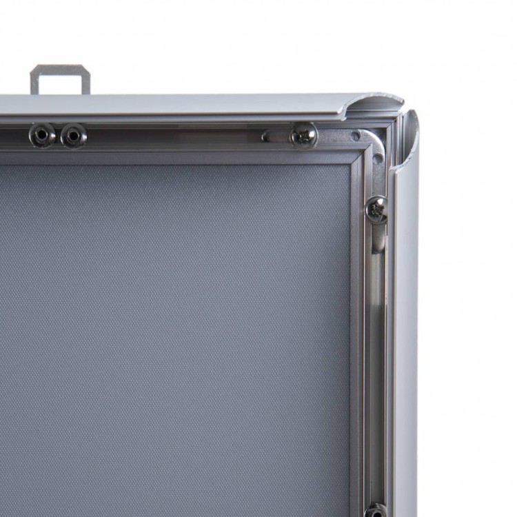 Ramka zatrzaskowa KRAST A2 (42,0 x 59,4 cm) aluminiowa srebrna dwustronna z ostrym prostym narożnikiem rama ramka plakatowa OWZ na plakat na zdjęcia profil 25 mm