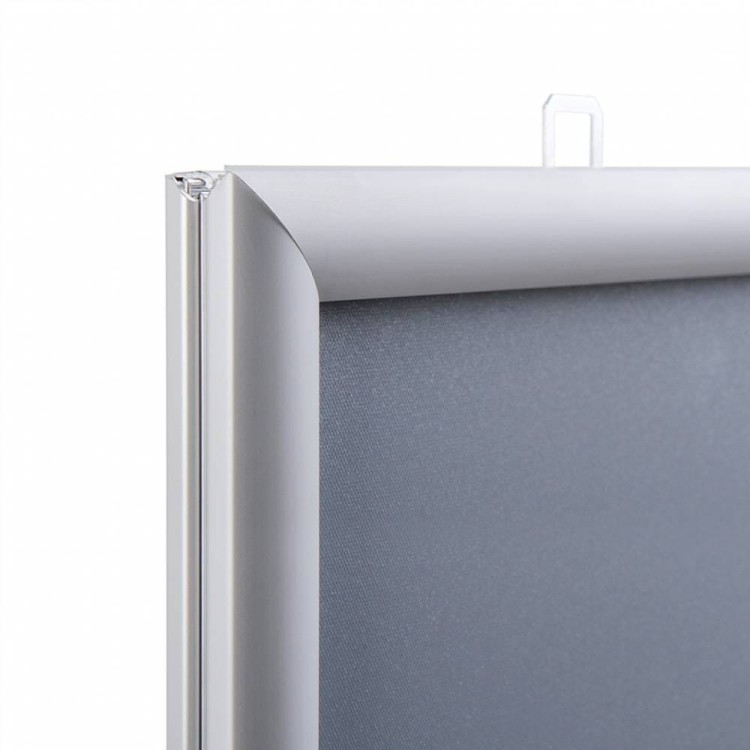 Ramka zatrzaskowa KRAST A2 (42,0 x 59,4 cm) aluminiowa srebrna dwustronna z ostrym prostym narożnikiem rama ramka plakatowa OWZ na plakat na zdjęcia profil 25 mm