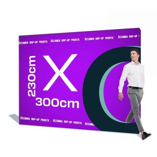 Ścianka reklamowa Hop-Up prosta 3 x 2,3 m z wydrukiem jednostronnym