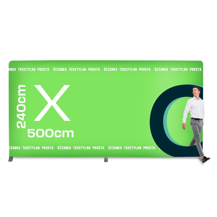 Ścianka Reklamowa Tekstylna Prosta 500 x 240 cm - ścianka wystawiennicza targowa prasowa