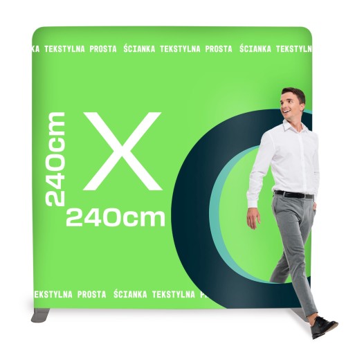 Ścianka Reklamowa Tekstylna Prosta 240 x 240 cm - ścianka wystawiennicza targowa prasowa