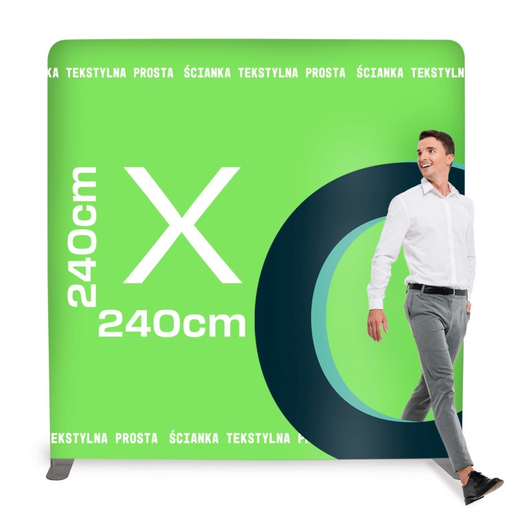 Ścianka Reklamowa Tekstylna Prosta 240 x 240 cm - ścianka wystawiennicza targowa prasowa