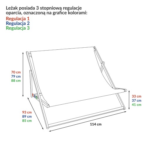 Leżak reklamowy dwuosobowy z nadrukiem indywidualnym - specyfikacja z wymiarami