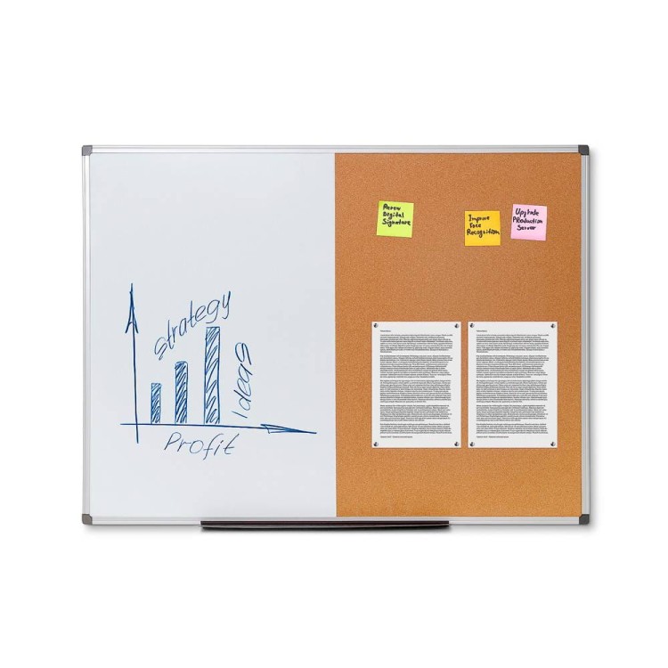 Tablica korkowa / aluminiowa 90 x 120 cm biała tablica suchościeralna tablica korkowa do urzędu szkoły biura do pisania markerem pisakiem suchościeralnym