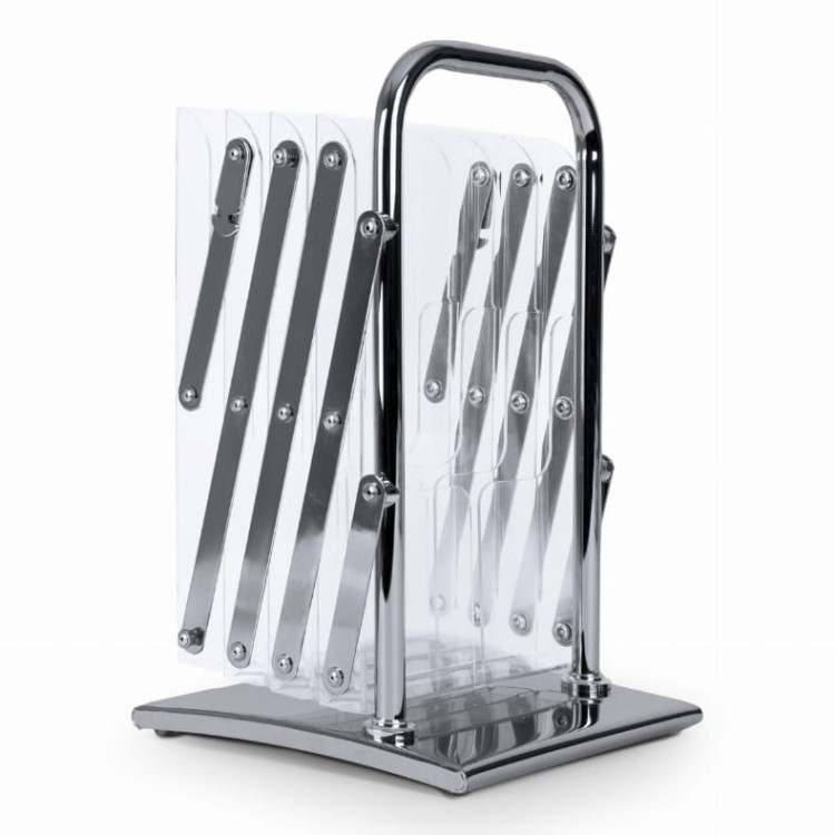 Stojak na ulotki A4 - chromowany stojak informacyjny na ulotki, katalogi, broszury