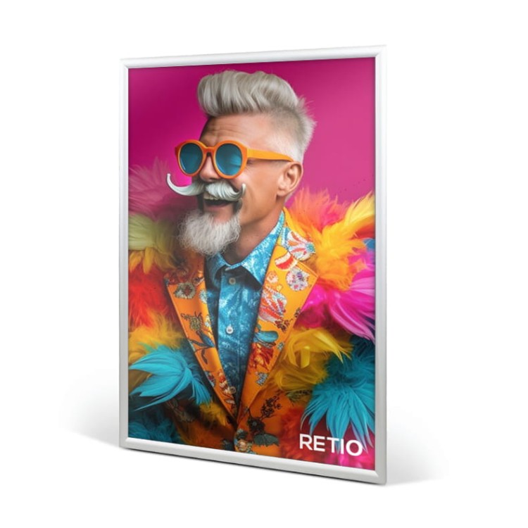 Ramka plakatowa OWZ A0 (118 x 84 cm) aluminiowa srebrna z prostym narożnikiem rama ramka plakatowa OWZ ścienna na plakat na zdjęcia profil 25 mm