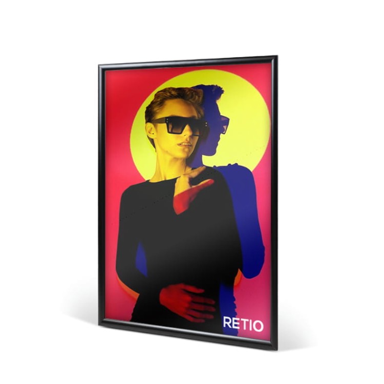 Ramka plakatowa OWZ A1 (84x59 cm) aluminiowa czarna z prostym narożnikiem rama ramka plakatowa OWZ ścienna na plakat na zdjęcia profil 25 mm