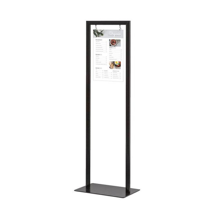 Wahadłowy stojak informacyjny A4 na ulotki, plakaty czarny stojak na plakat prezenter plakatowy z tabliczką A4 do restauracji gastronomii do sklepu do hotelu