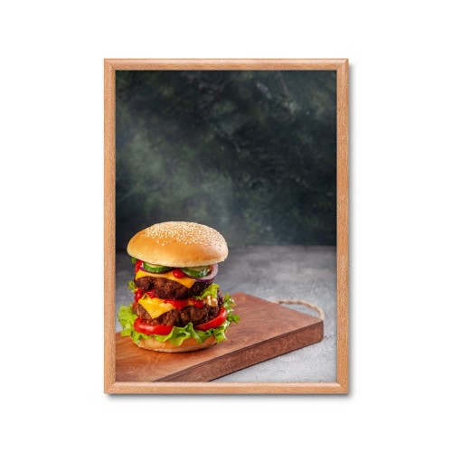 Ramka zatrzaskowa B2 (50 x 70,7 cm) aluminiowa w kolorze drewna z ostrym narożnikiem rama ramka plakatowa OWZ ścienna na plakat na zdjęcia profil 25 mm