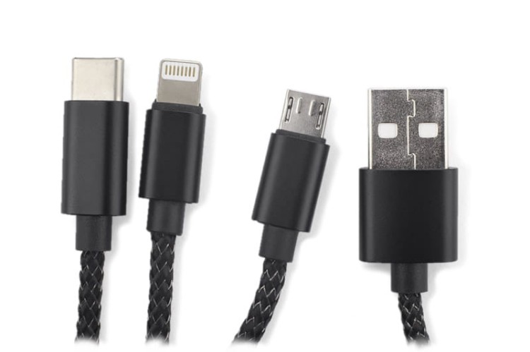 Kabel USB 3 w 1 LUX czarny