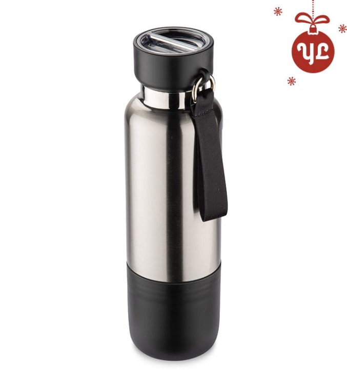 Butelka termiczna ze smyczką RON 500 ml czarny