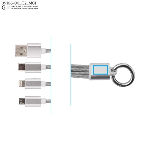 Kabel USB 3 w 1 TAUS srebrny