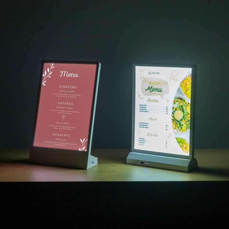 Dwustronny podświetlany stojak na ulotki A5 typu L