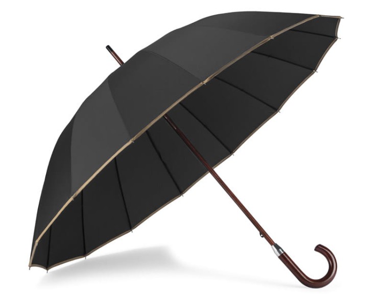 Parasol EVITA 16 panelowy czarny z logo