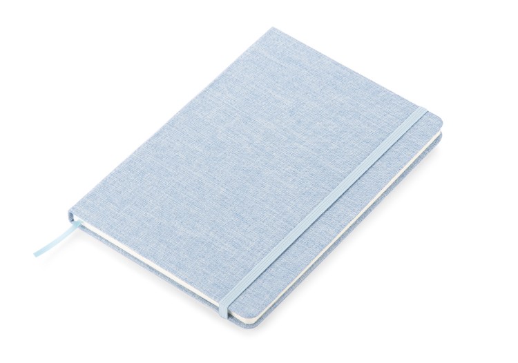Notes z recyklingowanej bawełny BIVELLO A5 błękitny z logo