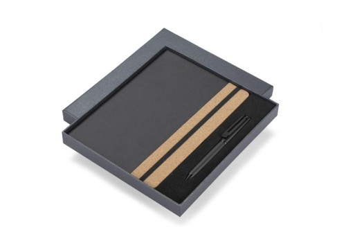 Zestaw - notes z długopisem ZENIX A5 czarny z logo