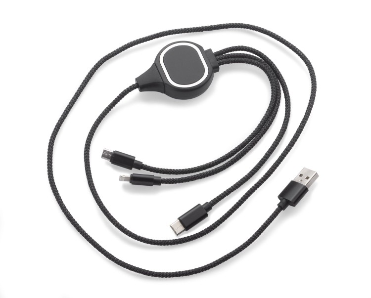 Kabel USB 3 w 1 LUX czarny z logo
