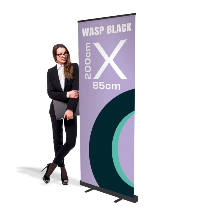 Rollup Wasp Black 85 x 200 cm stojak reklamowy rozwijany z opcją wydruku