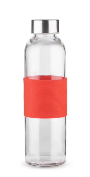 Butelka szklana GLASSI 510 ml czerwony z logo