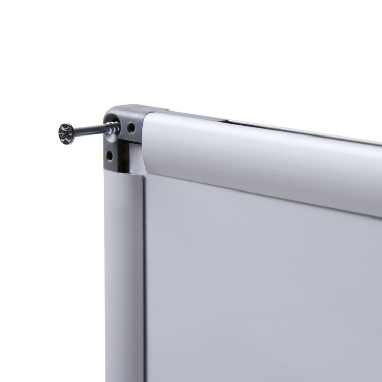 Otwór montażowy pod plastikową nakładką wraz z wkrętem montażowym - Magnetyczna tablica suchościeralna SCRITTO® Economy 150 x 100 cm tablica suchościeralna magnetyczna do urzędu szkoły biura do pisania markerem pisakiem flamastrem suchościeralnym