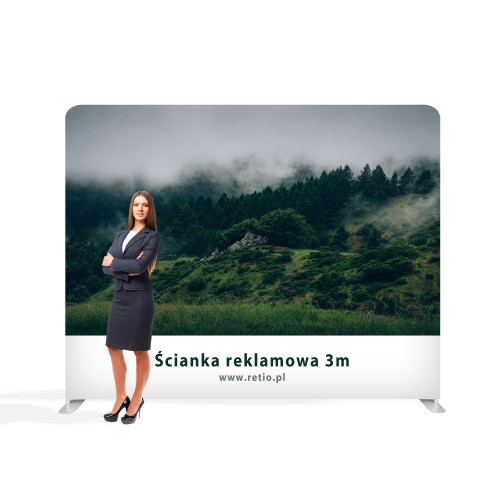 Ścianka Reklamowa Tekstylna Prosta 300 x 240 cm - ścianka wystawiennicza targowa prasowa