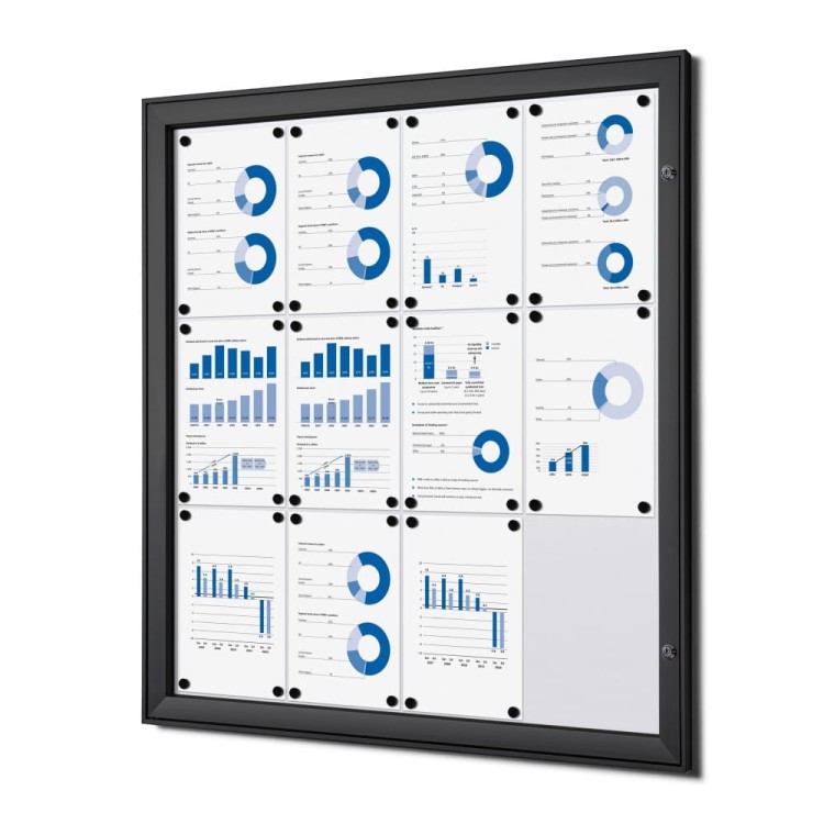 Wersja w kolorze czarnym - Gablota magnetyczna SCS 12xA4 88x92 cm zamykana na kluczyk do użytku wewnętrznego gablota wewnętrzna i zewnętrznego gablota ogłoszeniowa gablota informacyjna tablica ogłoszeń tablica informacyjna