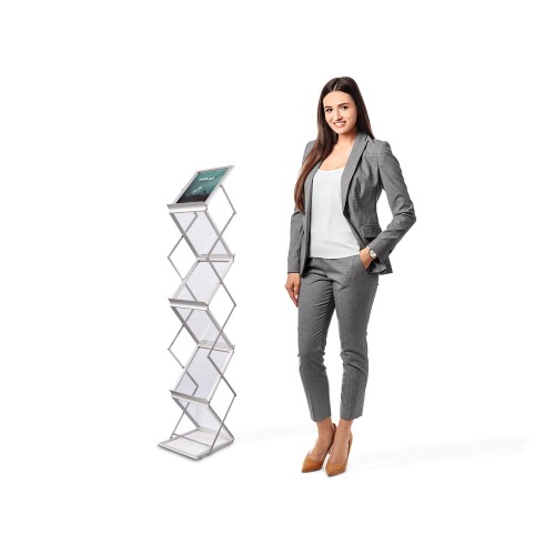 Stojak rozkładany na ulotki A4 AKRYL z walizą