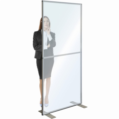 Szyba ochronna podłogowa stojąca przegroda stojak stand PET jak pleksi antywirusowa osłona z PET jak plexi wysoka stojąca do postawienia na ziemi 100 x 200 cm