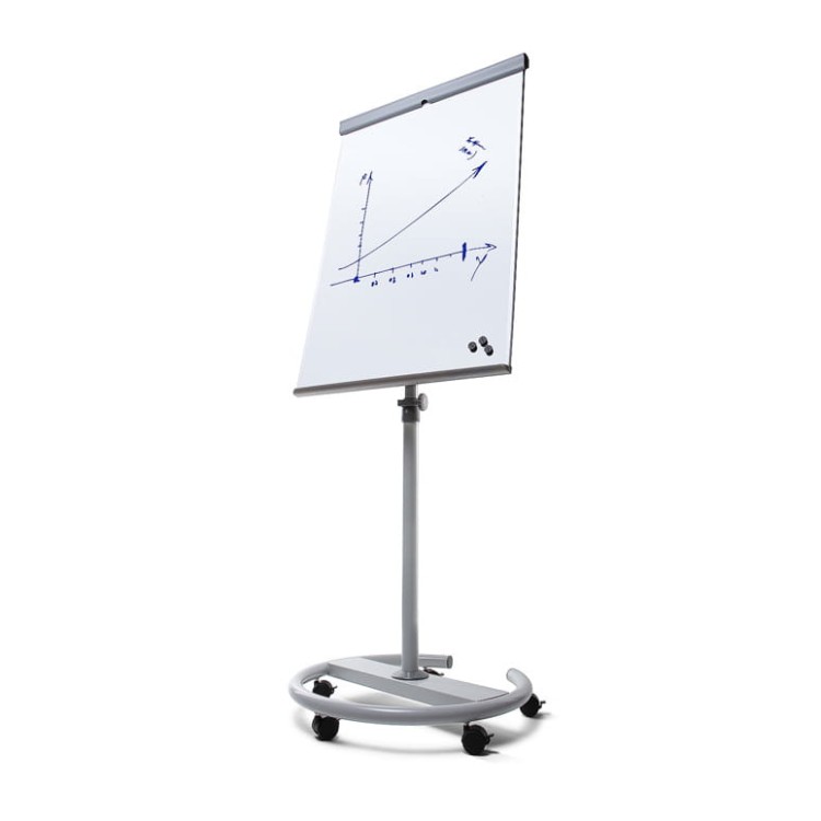 Flipchart magnetyczny SCRITTO® Vario II 68 x 100 cm stojak z tablicą magnetyczną suchościeralną mobilny flipchart stojak do postawienia z tablicą do pisania na kółkach z możliwością regulacji wysokości