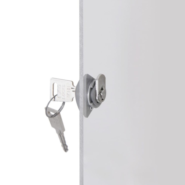 Detal - Gablota korkowa XSC 8xA4 88x61 cm zamykana na kluczyk do użytku wewnętrznego gablota wewnętrzna gablota ogłoszeniowa gablota informacyjna tablica ogłoszeń tablica informacyjna