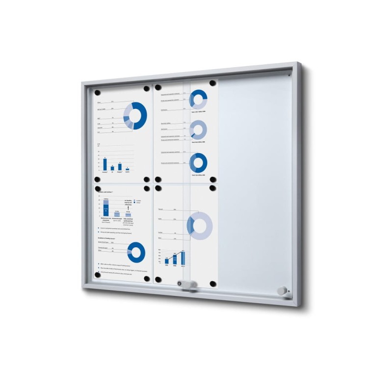 Gablota magnetyczna SLIM 6xA4 66x61 cm z przesuwanymi drzwiami zamykana na kluczyk do użytku wewnętrznego gablota wewnętrzna gablota ogłoszeniowa gablota informacyjna tablica ogłoszeń tablica informacyjna