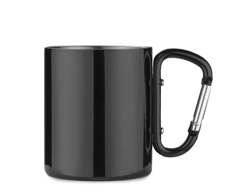 Kubek z karabińczykiem CAMP 250 ml czarny z logo