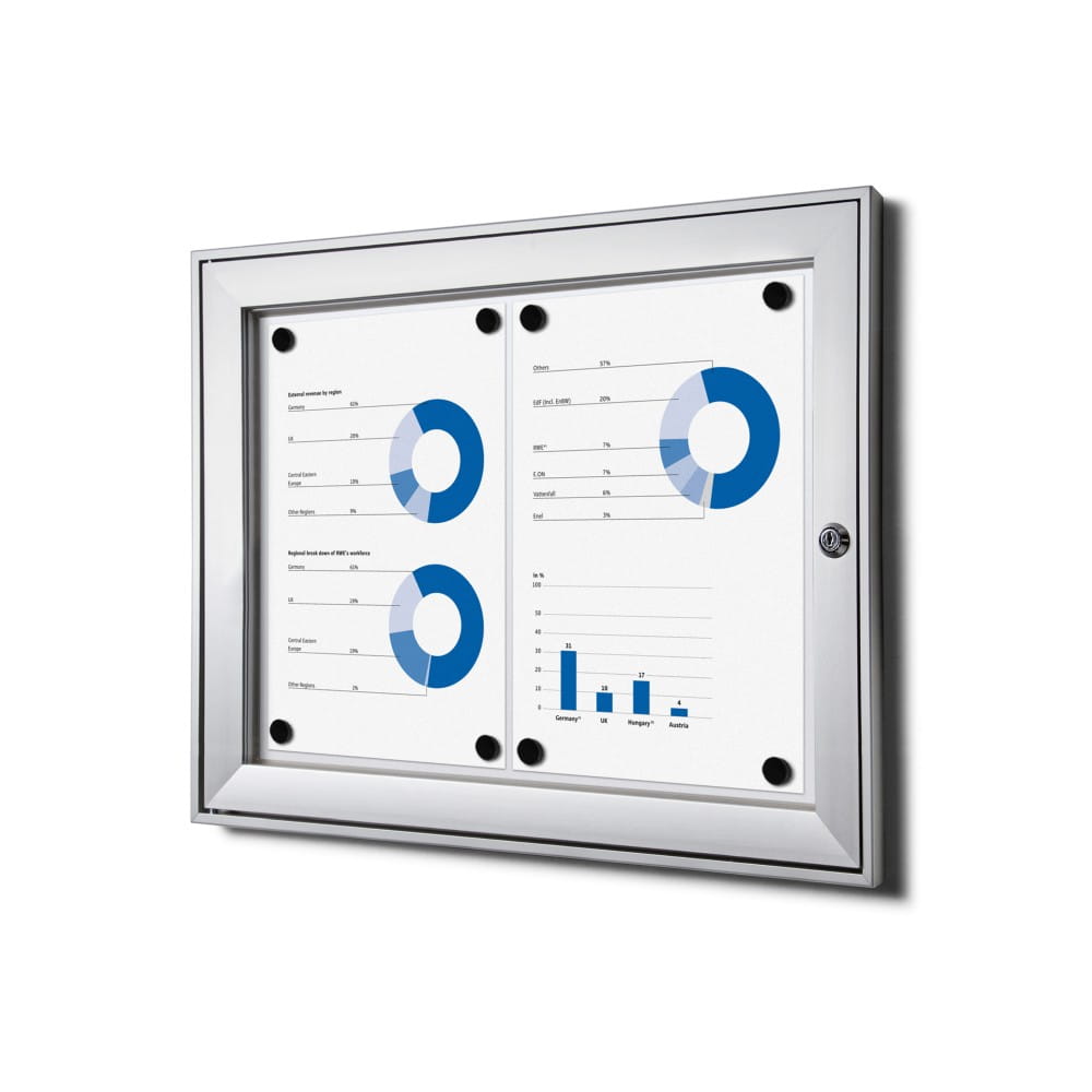 SCS 2xA4 Magnetic Display Case 44x30 cm Closed with a Key for Indoor Use, Indoor and Outdoor Display Cabinet, Advertising Display Case, Information Display Case, Notice Board, Information Board