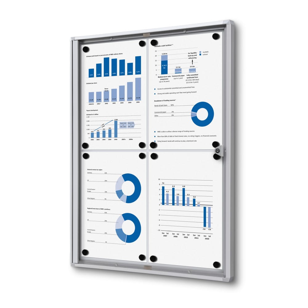 XS 4xA4 Magnetic Display Cabinet 44x61 cm Closed with a Key for Internal Use,  Internal Display, Advertising Display, Information Display, Notice Board