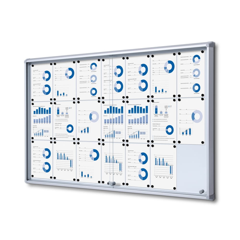 SL 21xA4 Magnetic Display Case 154x92 cm with Sliding Door, Locked with a Key for Internal Use, Display Cabinet, Advertisement Display, Information Display, Notice Board, Information Board