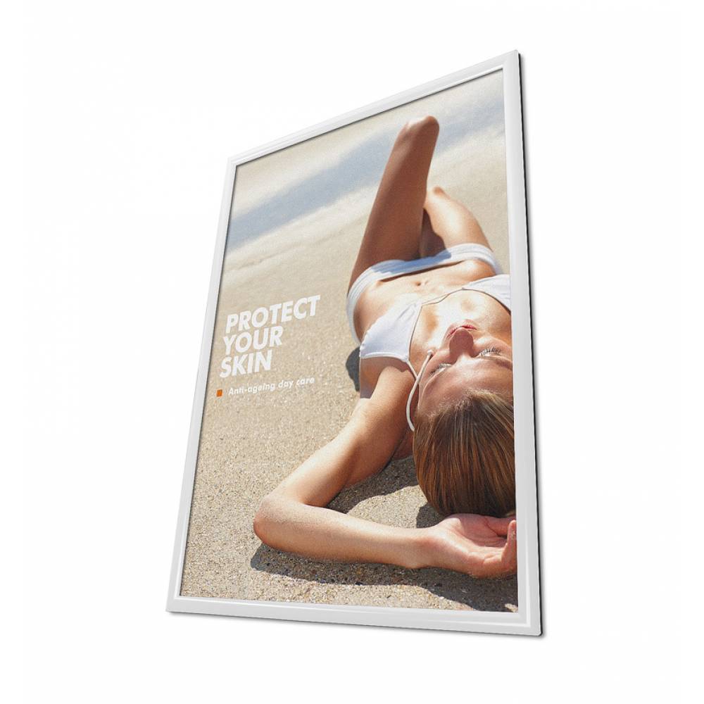Ramka zatrzaskowa KRAST A3 (29,7 x 42,0 cm) aluminiowa biała z ostrym prostym narożnikiem rama ramka plakatowa OWZ ścienna na plakat na zdjęcia profil 25 mm