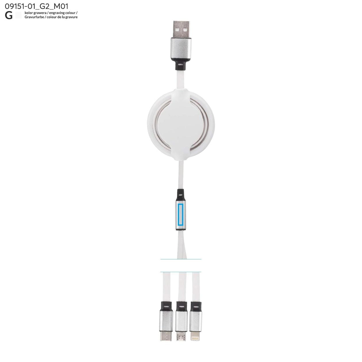 Kabel USB 3 W 1 BALJO biały