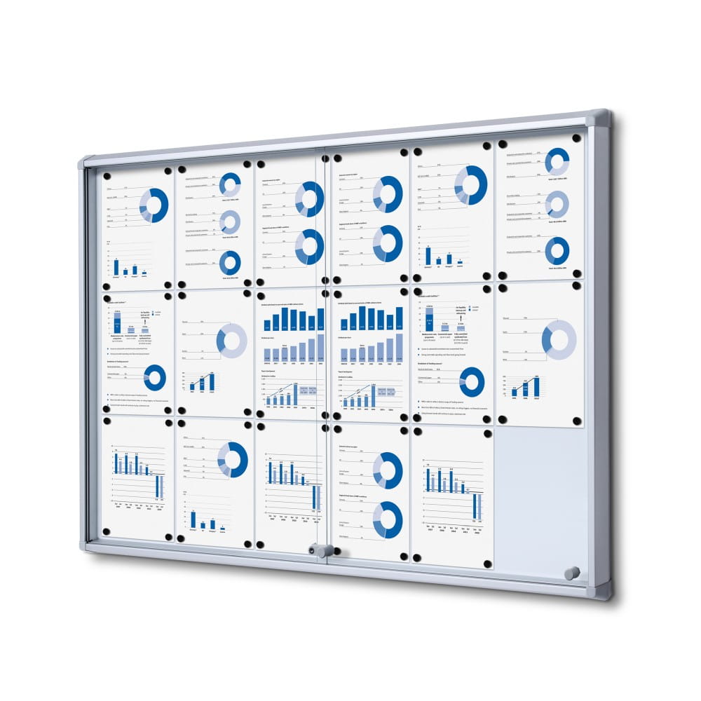 SL 18xA4 Magnetic Display Case 132x92 cm with Sliding Door, Locked with a Key for Internal Use, Display Cabinet, Advertisement Display, Information Display, Notice Board, Information Board