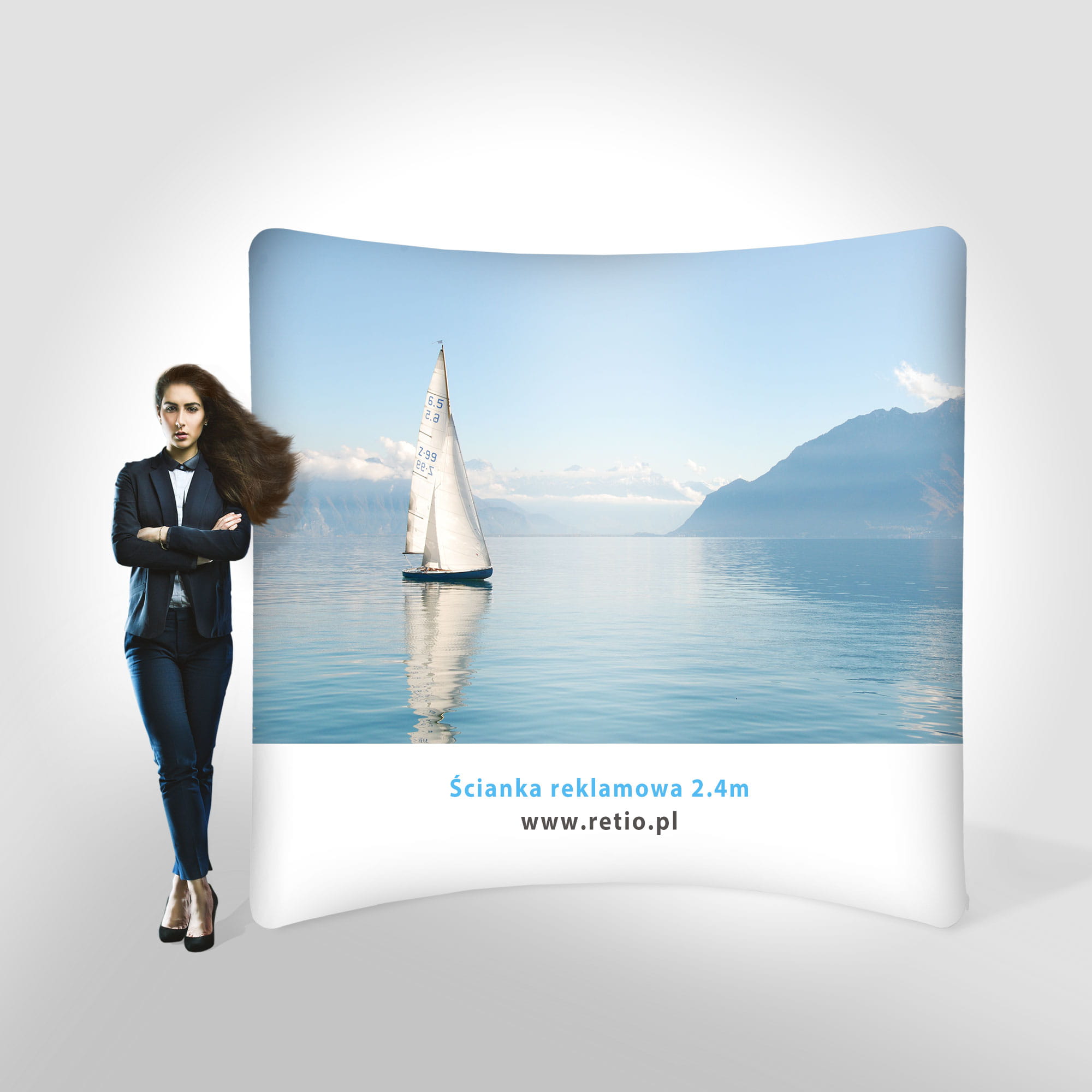 Curved Fabric Banner Stand - Horizontal  240 x 240 cm