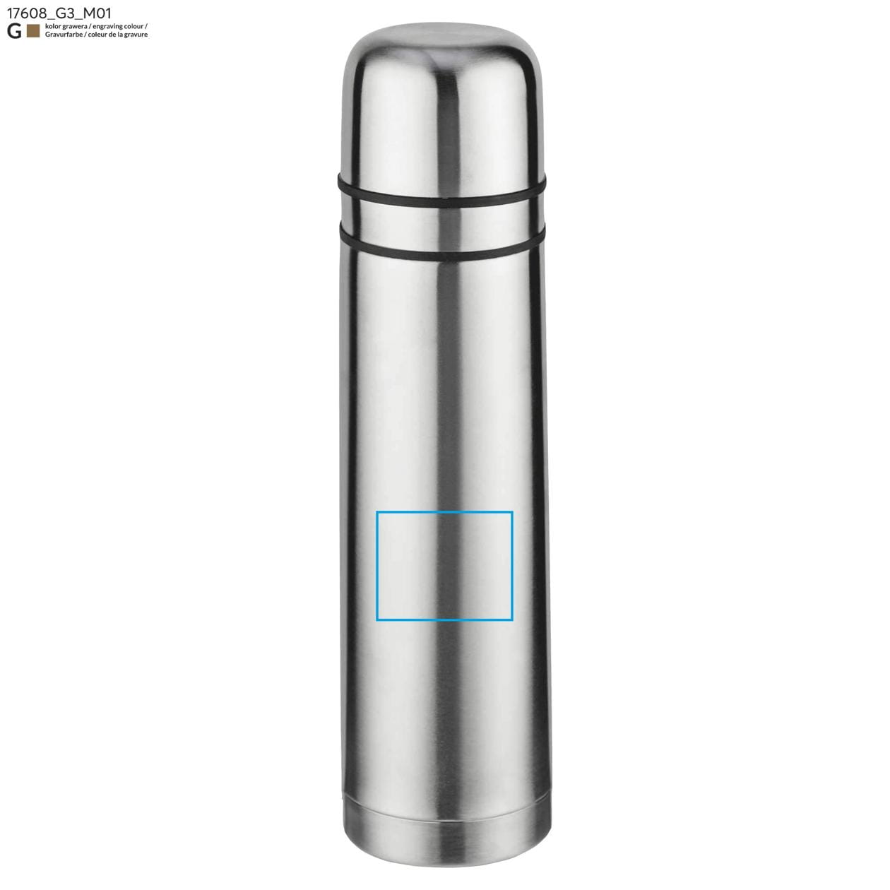 Termos z dwoma kubkami PAVO 750 ml srebrny