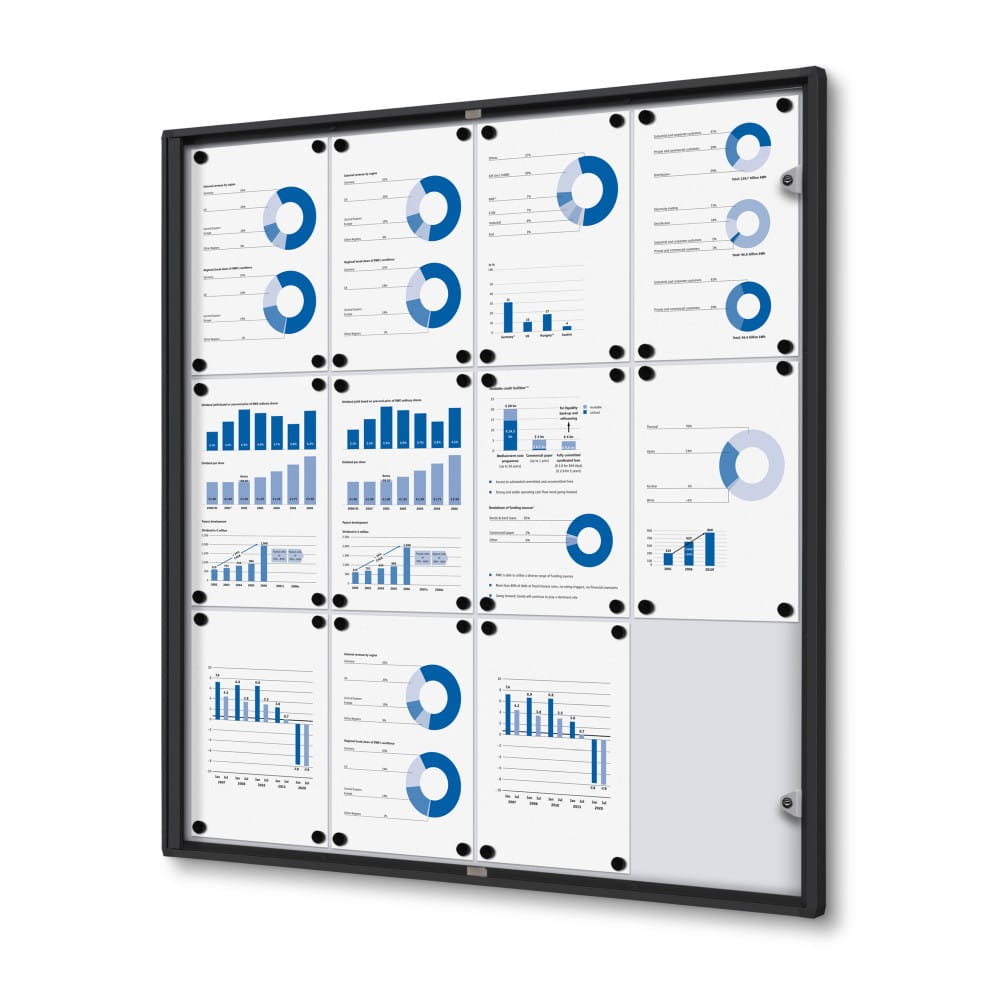XS 12xA4 Magnetic Display Cabinet 88x92 cm Closed with a Key for Internal Use,  Internal Display, Advertising Display, Information Display, Notice Board